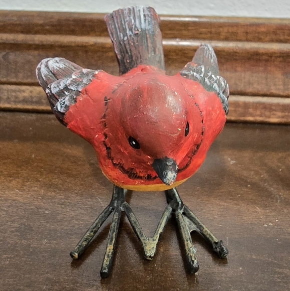 Red Black And Yellow Decorative Bird Figurine Resin - Picture 2 of 5